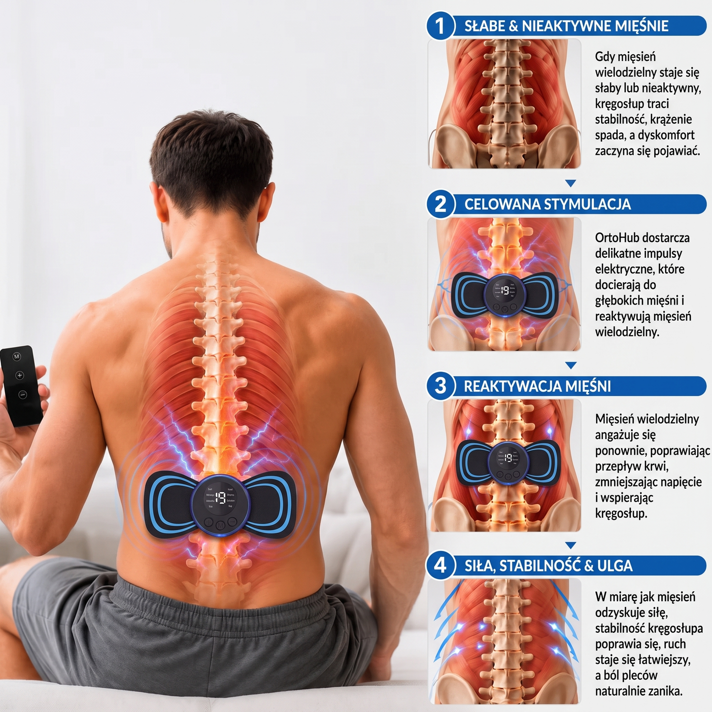 OrtoHub - NeuroPuls masażer EMS na ból pleców